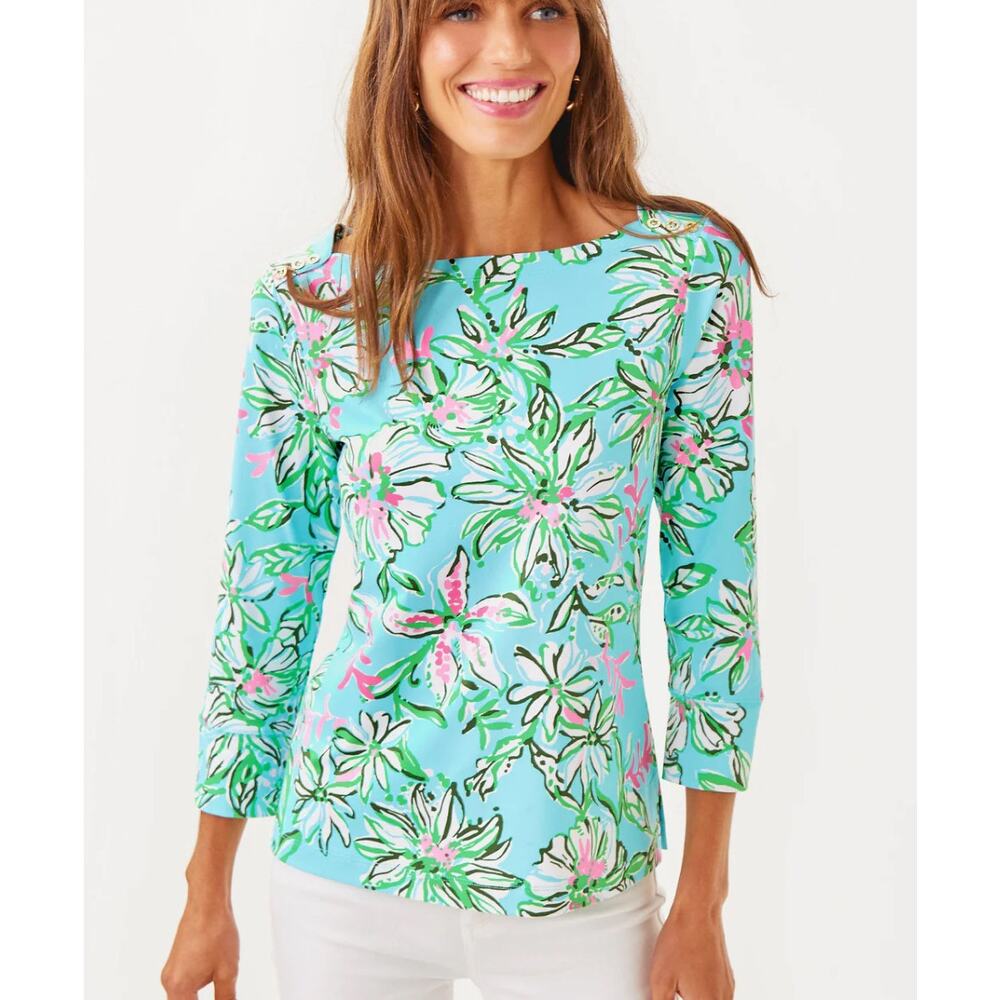 Lilly Pulitzer ChillyLilly UPF 50+ Callison Top 3/4 Sleeve Son of a Bum XS
